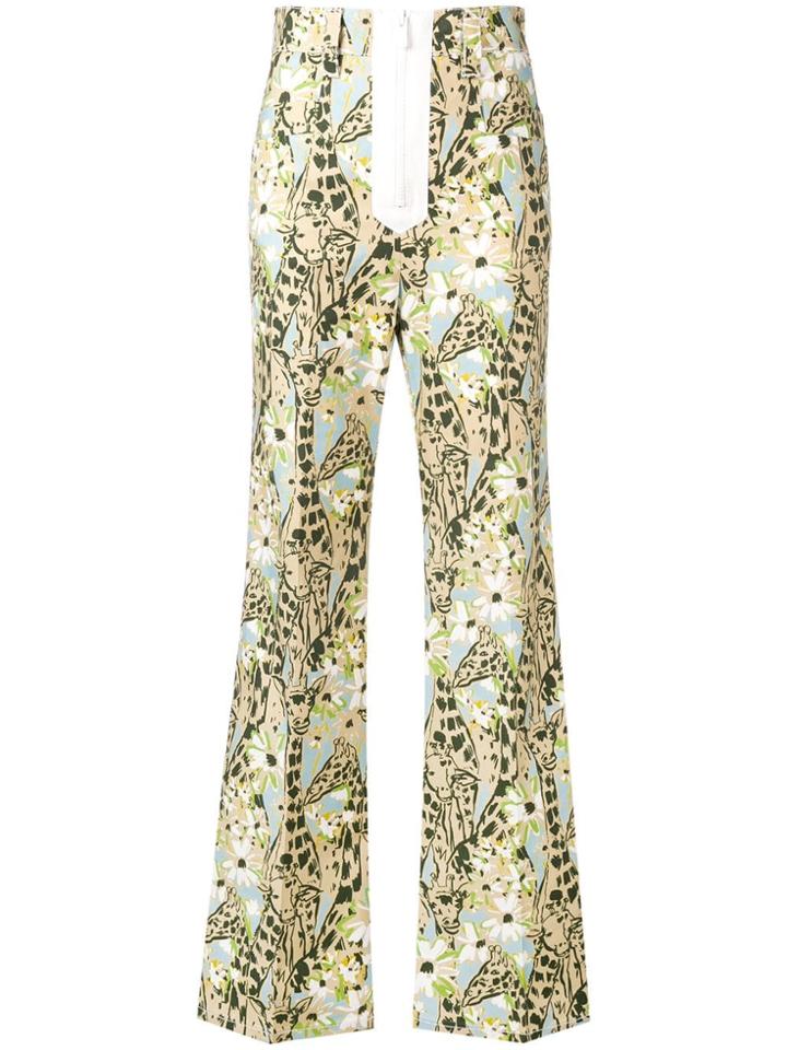 Miu Miu Giraffe Print Trousers - Neutrals
