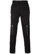 Alexander Mcqueen Zip Detail Straight-leg Trousers, Men's, Size: 46, Black, Cotton/acetate/viscose
