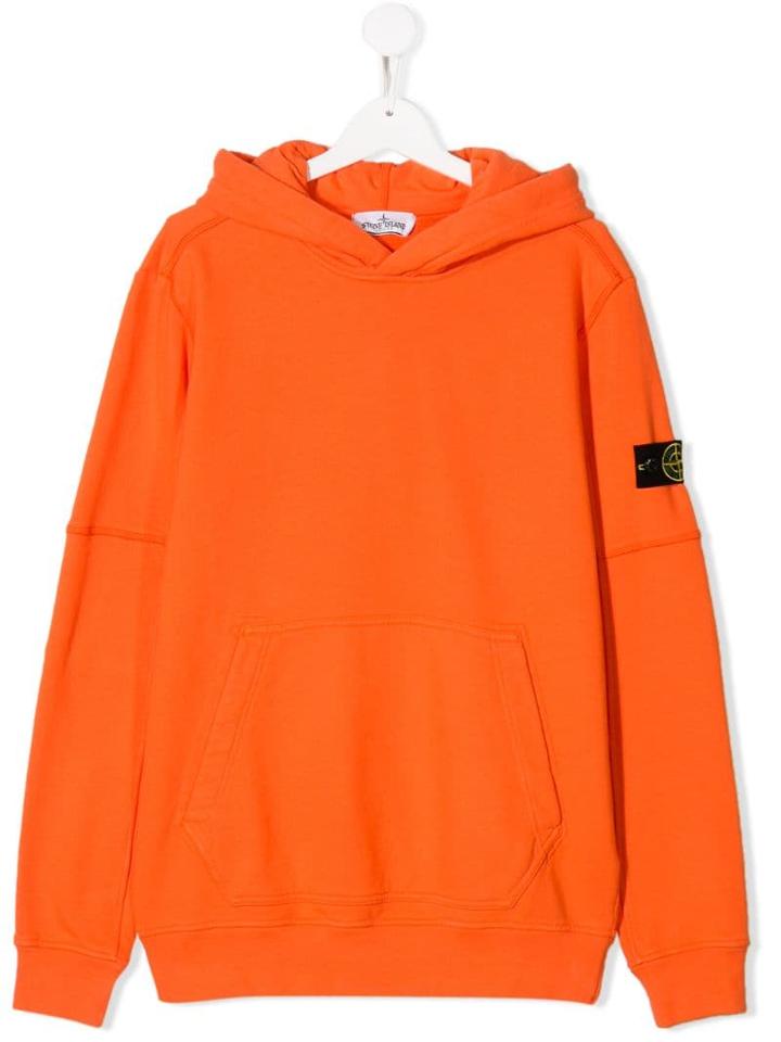 Stone Island Junior Teen Logo Patch Hoodie - Orange