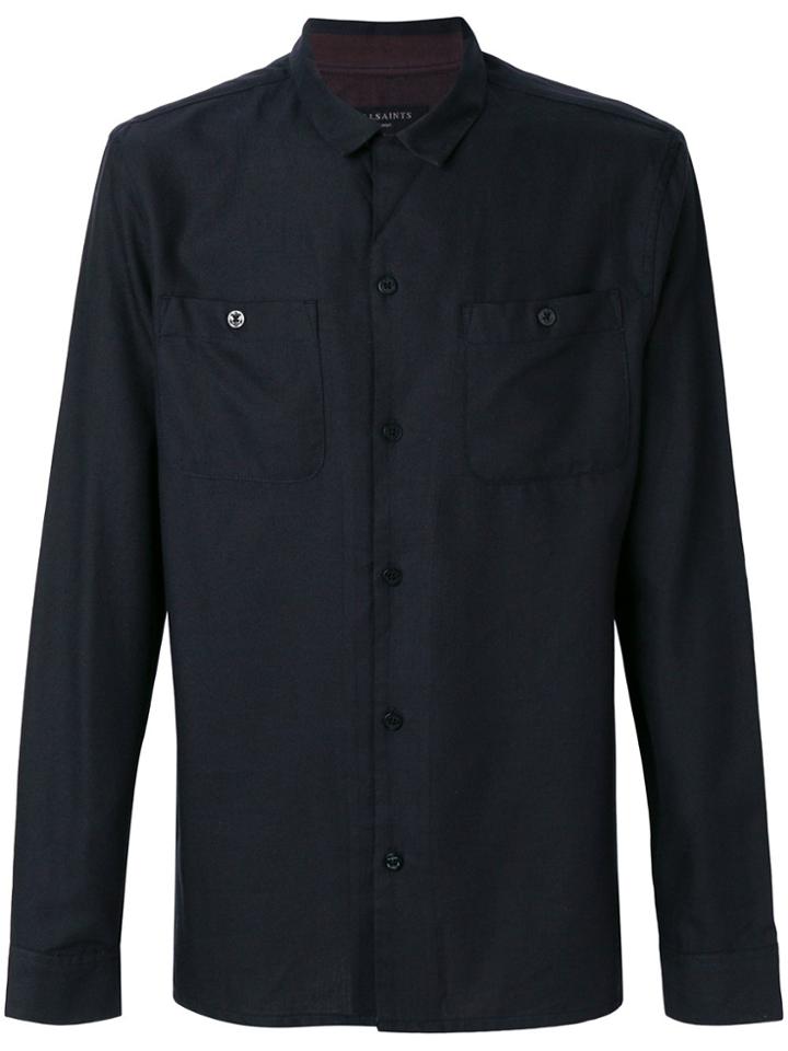All Saints Pocket Detail Long-sleeved Shirt - Blue