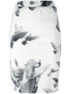 A.f.vandevorst Floral Print Pencil Skirt, Women's, Size: 34, White, Silk/lyocell