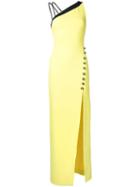 David Koma - Asymmetric Shoulders Long Dress - Women - Spandex/elastane/acetate/viscose - 12, Yellow/orange, Spandex/elastane/acetate/viscose