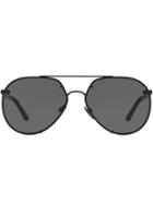 Burberry Eyewear Check Detail Aviator Sunglasses - Black