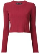 Proenza Schouler Cropped Ribbed Jumper, Women's, Size: Large, Red, Polyester/viscose