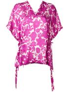 Christian Wijnants V-neck Floral Top - Pink & Purple