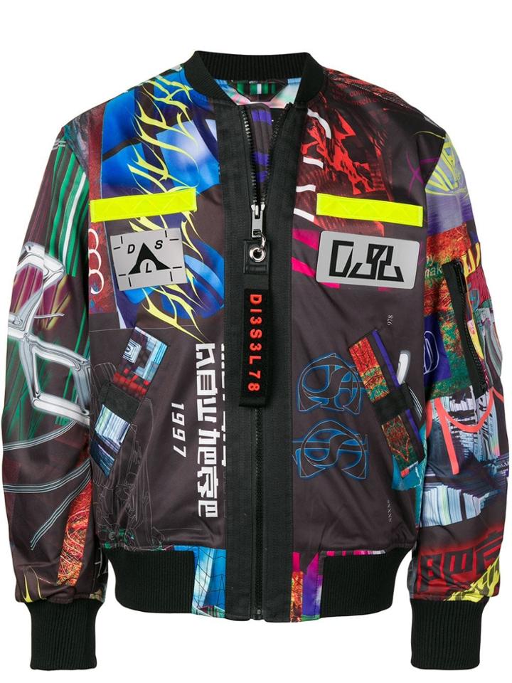 Diesel J-enka-print Bomber Jacket - Black