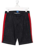 Fay Kids Teen Side Stripe Shorts - Blue