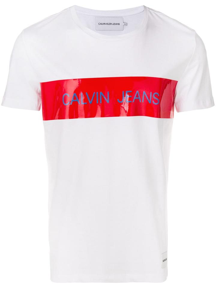 Calvin Klein Jeans Logo Stripe T-shirt - White