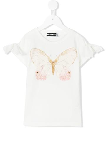 Paesaggino - Embellished Butterfly T-shirt - Kids - Cotton/spandex/elastane - 8 Yrs, Nude/neutrals