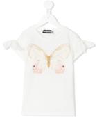Paesaggino - Embellished Butterfly T-shirt - Kids - Cotton/spandex/elastane - 8 Yrs, Nude/neutrals