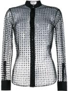Saint Laurent Tulle Flock Polka Dot Shirt