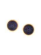 Chanel Pre-owned 1993's Cc Logos Stone Earrings - Gold
