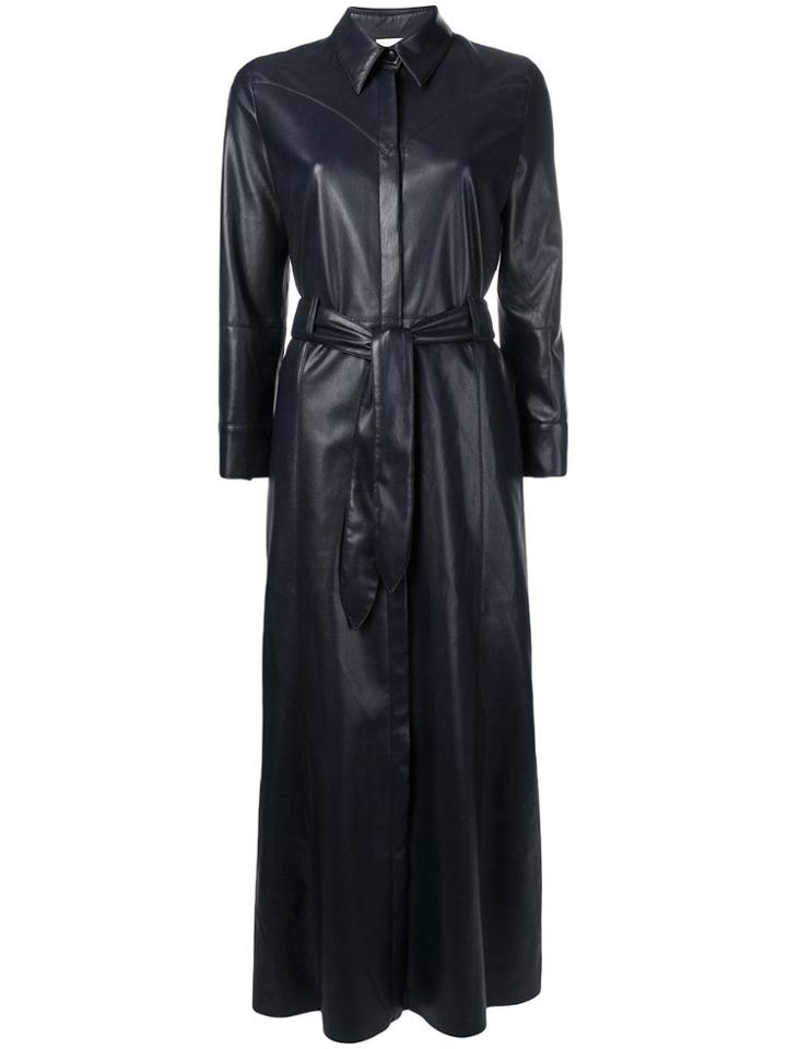 Nanushka Wet Look Shirt Dress - Blue