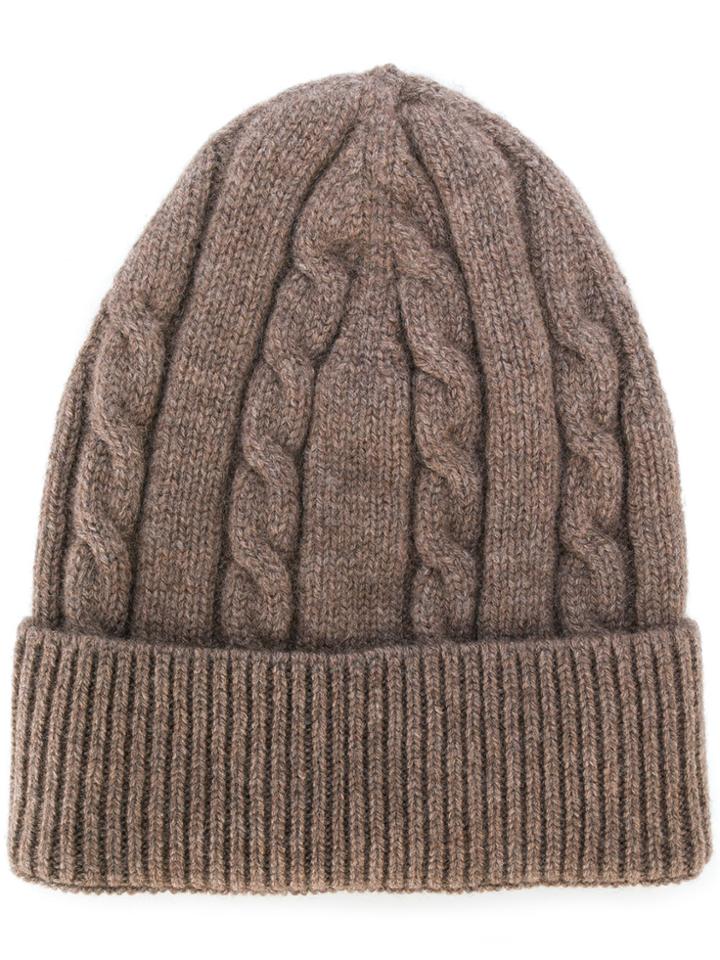 Dell'oglio Cashmere Cable-knit Hat - Brown