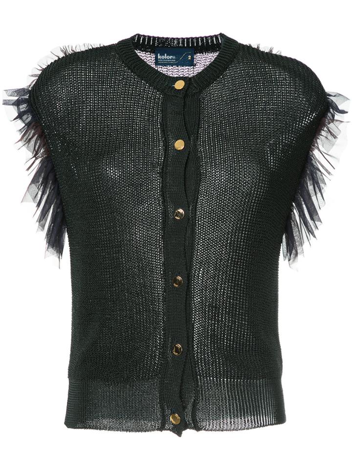 Kolor Tulle Detail Cardigan - Green