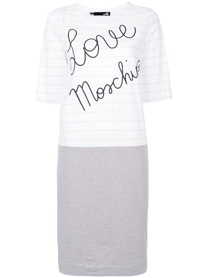 Love Moschino - Branded Notepad T-shirt - Women - Cotton/spandex/elastane - 40, White, Cotton/spandex/elastane