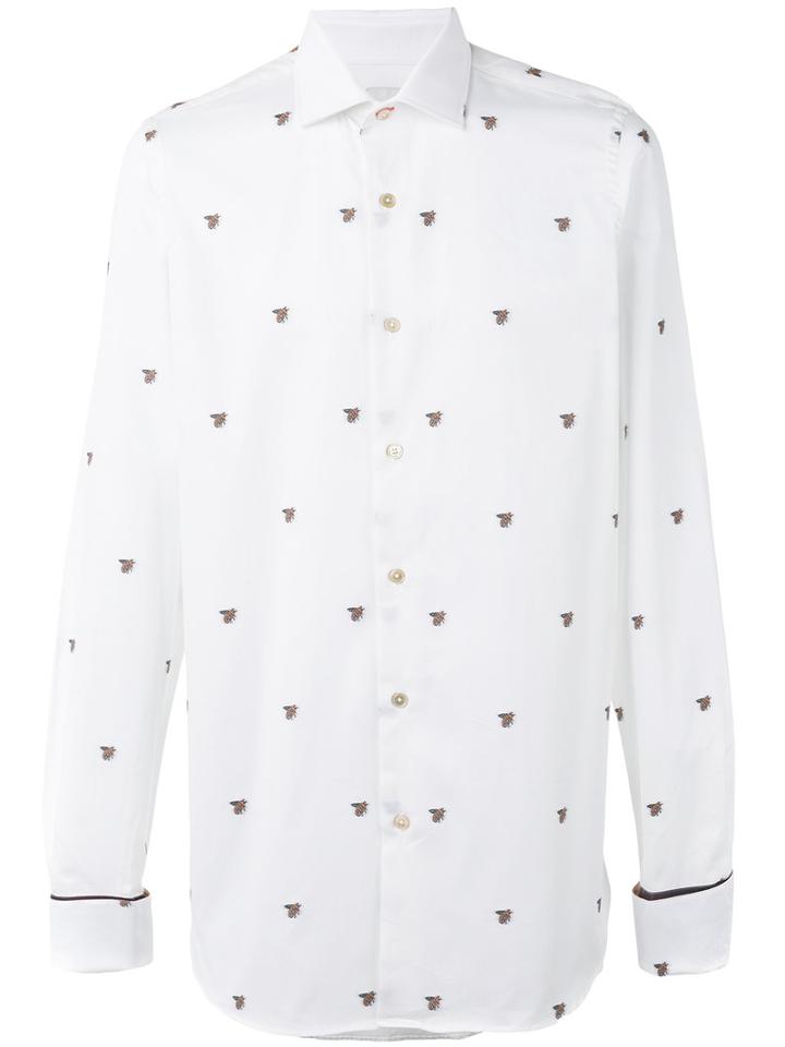 Paul Smith Bee Embroidered Shirt, Men's, Size: 15, White, Cotton