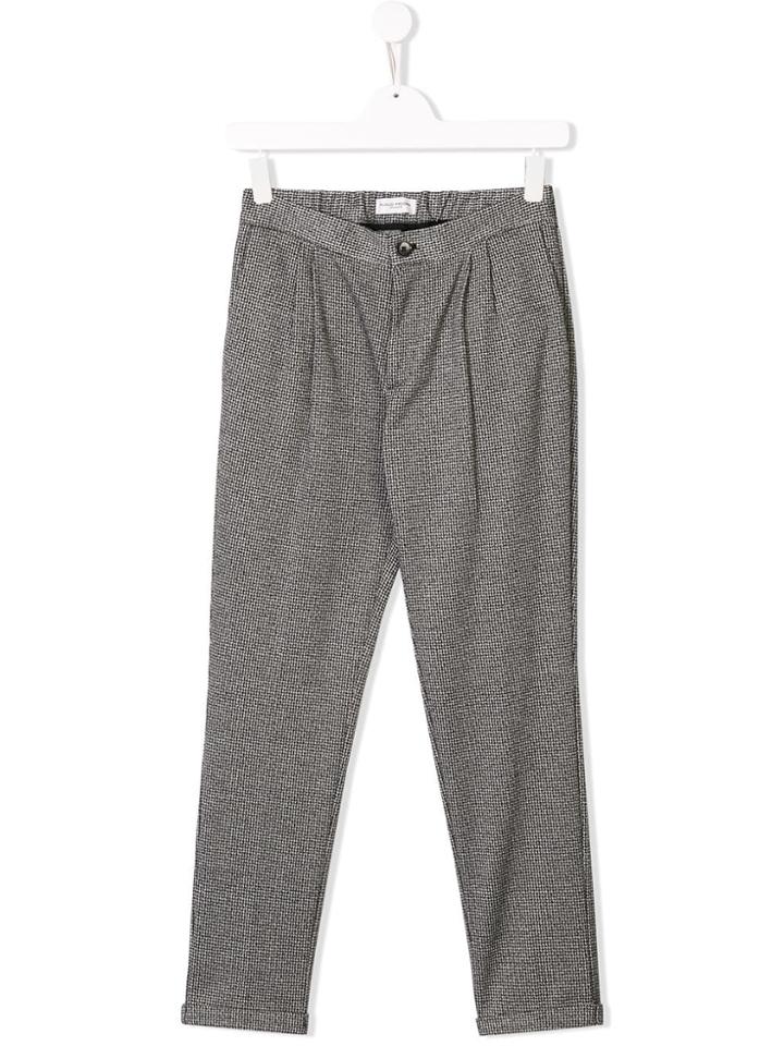 Paolo Pecora Kids Teen Check Casual Trousers - Black