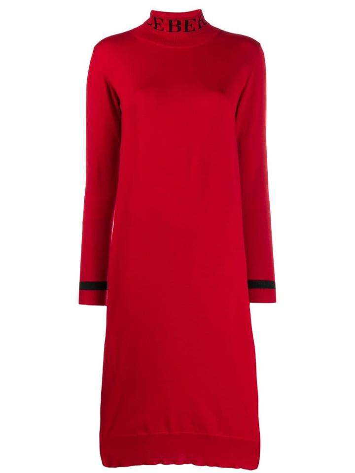 Iceberg Turtleneck Fine Knit Dress - Red