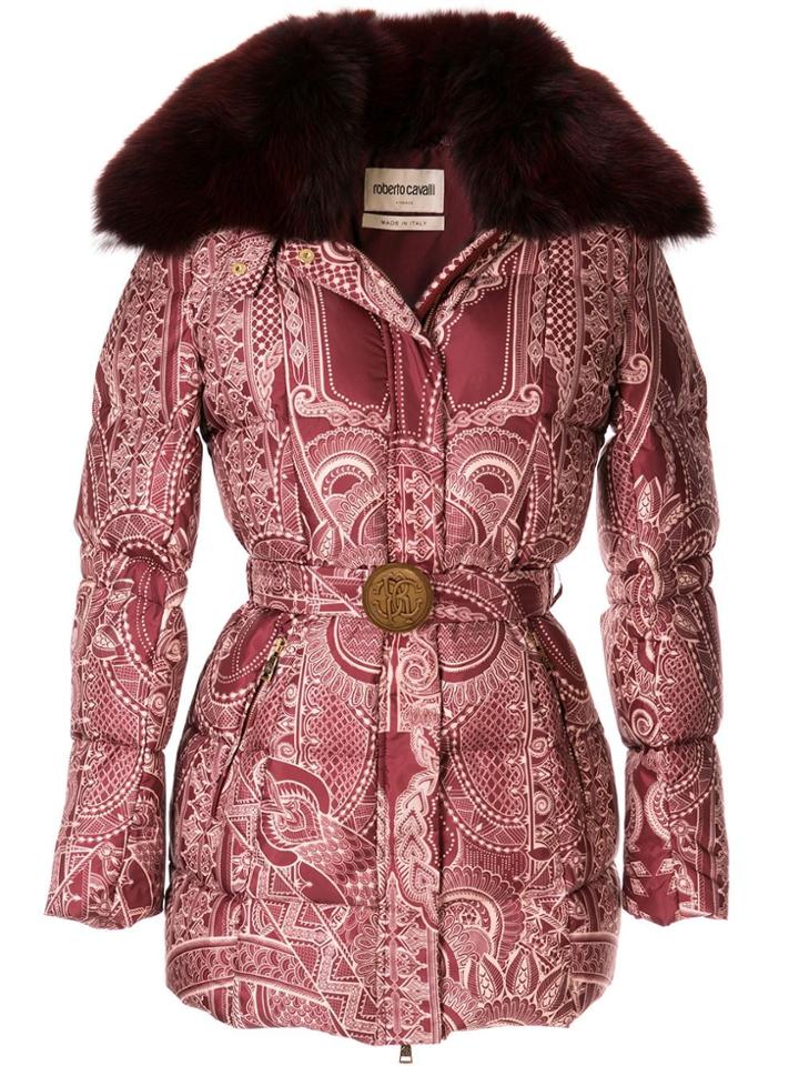 Roberto Cavalli Printed Puffer Jacket - Red