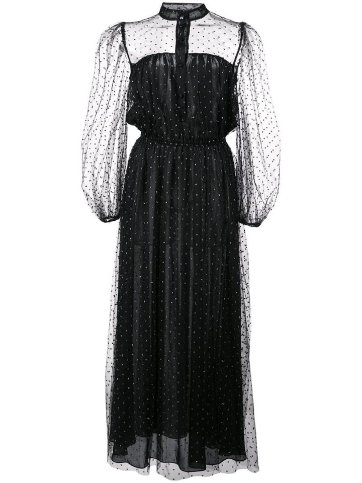 Adam Lippes Sheer Polka-dot Dress - Black