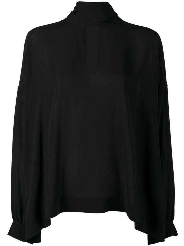 Balenciaga Fluid Vareuse Keyhole Blouse - Black