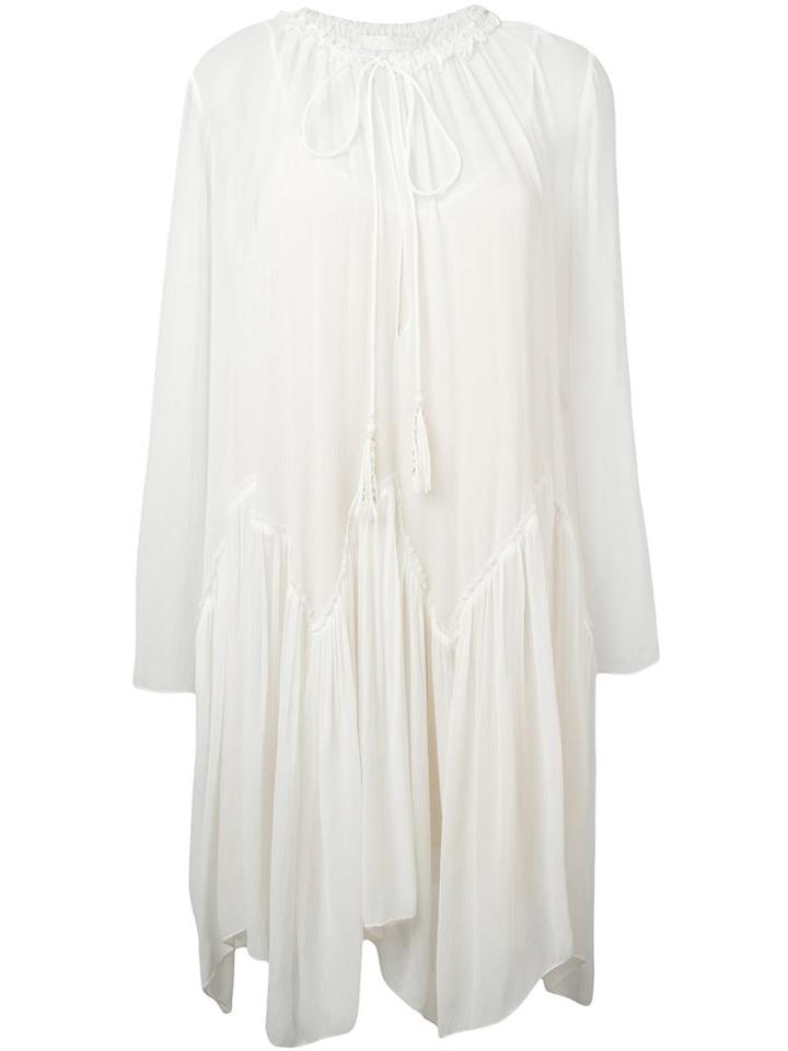 Chloé Draped Split Front Dress, Women's, Size: 38, White, Silk/polyester