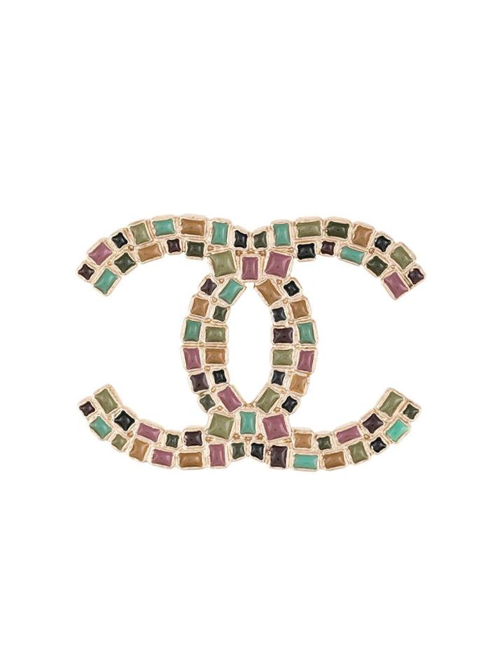 Chanel Vintage Cc Logos Brooch Pin Corsage - Multicolour