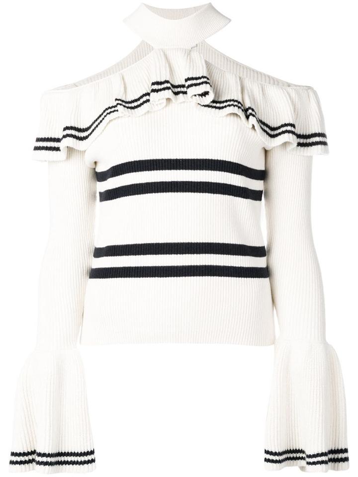 Self-portrait Halter Neck Jumper - White