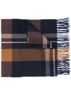 Begg & Co Checked Fringed Scarf - Blue