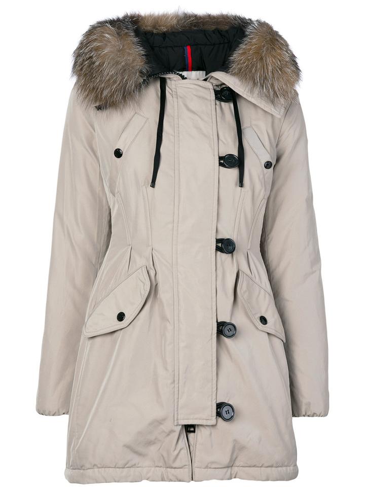 Moncler - Faux Fur Trim Hooded Jacket - Women - Cotton/polyamide/polyester - 4, Grey, Cotton/polyamide/polyester