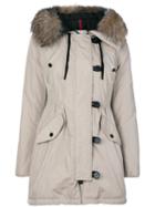 Moncler - Faux Fur Trim Hooded Jacket - Women - Cotton/polyamide/polyester - 4, Grey, Cotton/polyamide/polyester
