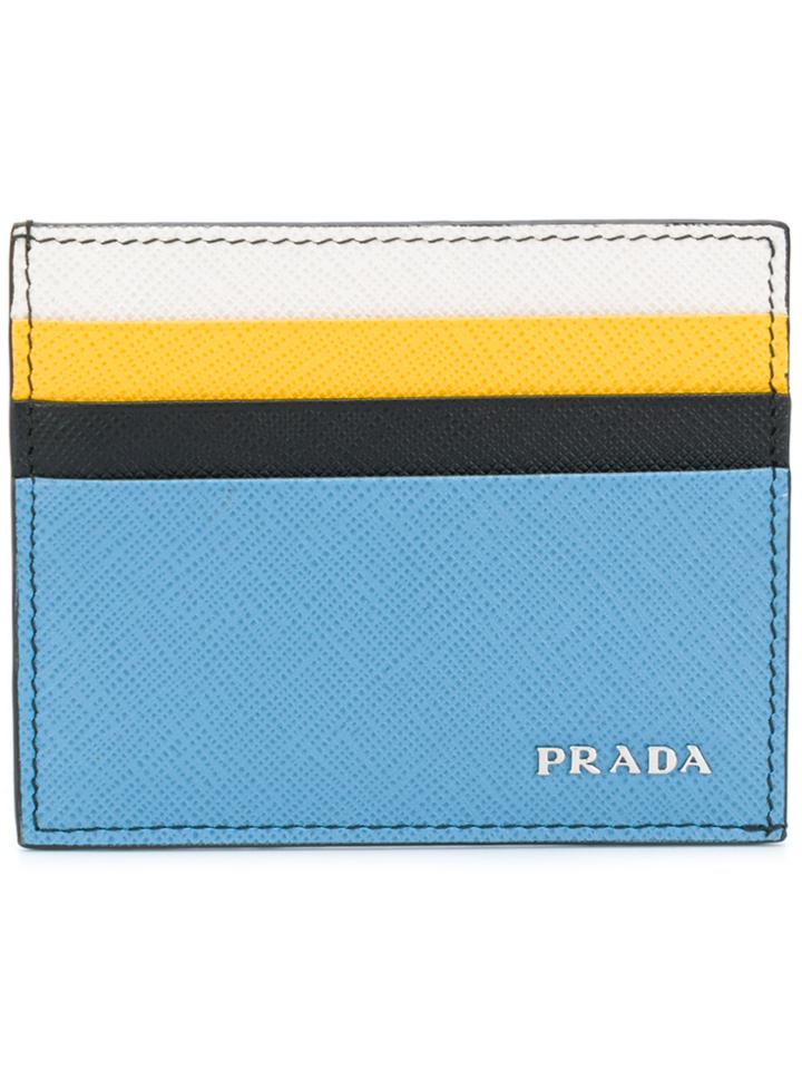 Prada Color Block Card Holder - Blue