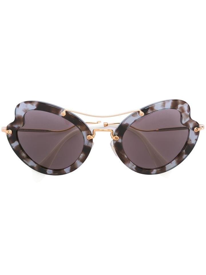 Miu Miu Eyewear Curved Cat Eye Sunglasses, Women's, Grey, Acetate/metal (other)