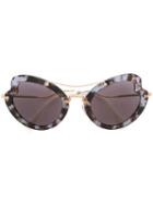 Miu Miu Eyewear Curved Cat Eye Sunglasses, Women's, Grey, Acetate/metal (other)