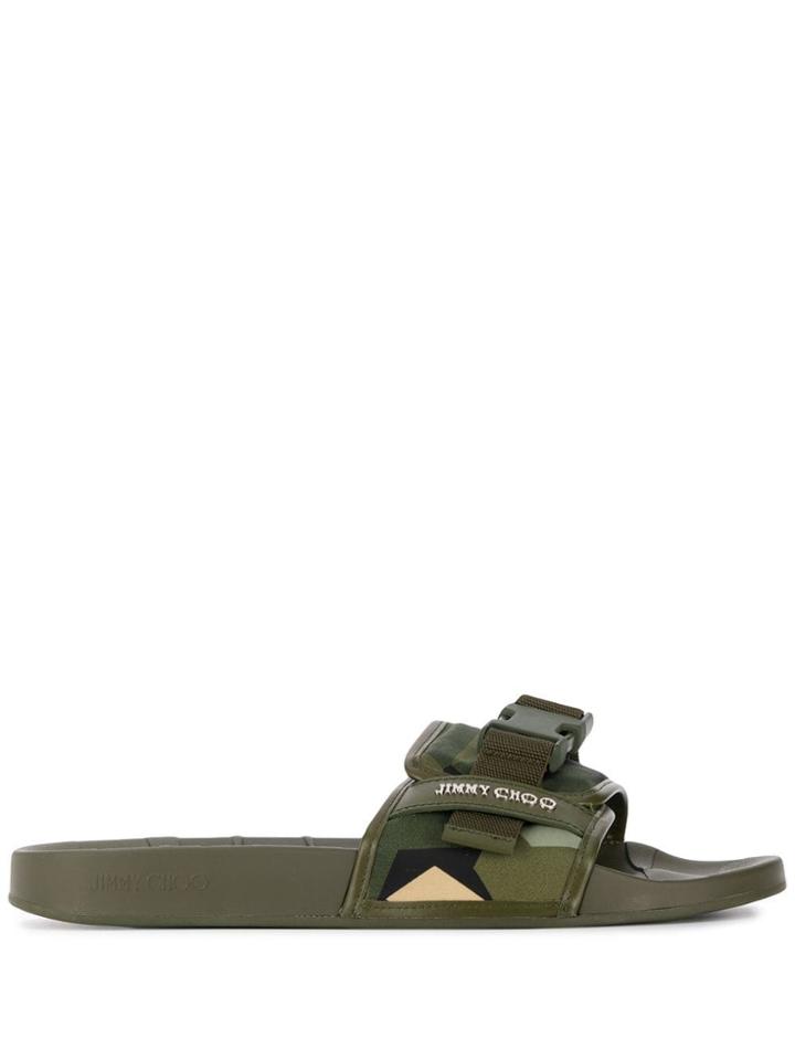 Jimmy Choo Rey Flat Pool Slides - Green