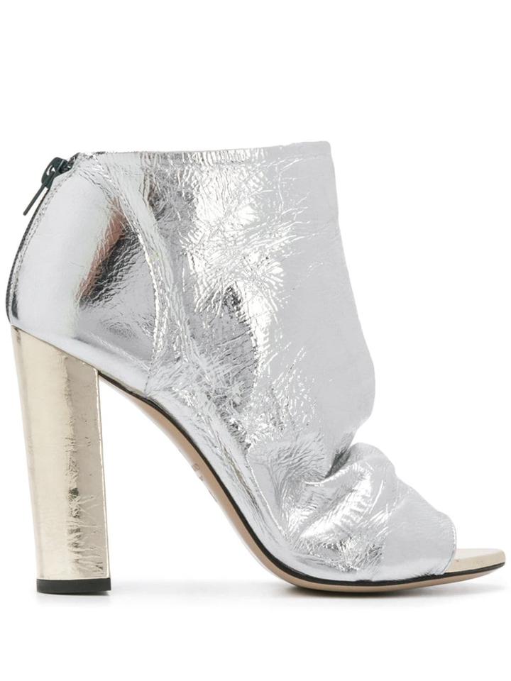 Marc Ellis Metallic Peep Toe Boots - Silver