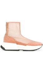 Mm6 Maison Margiela High-top Sneakers In Panelled Suede - Pink