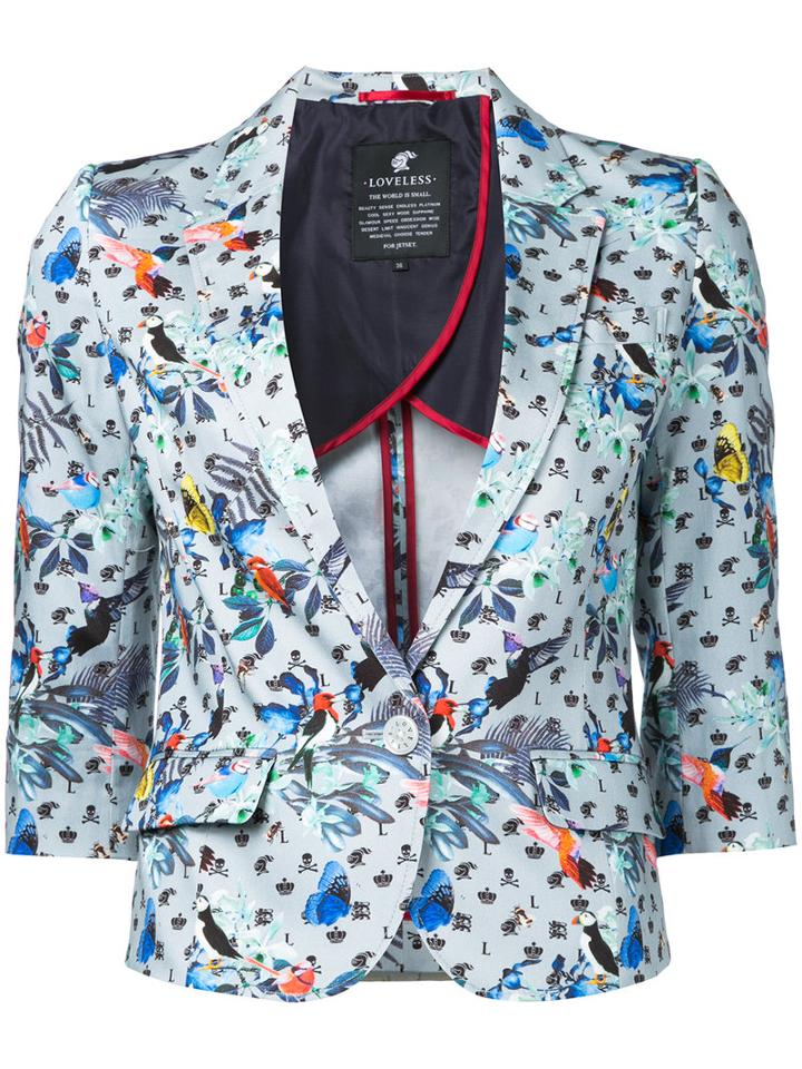 Loveless - Printed Blazer - Women - Cotton/polyurethane - 9, Grey, Cotton/polyurethane