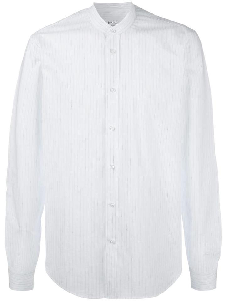 Dondup Band Collar Shirt, Men's, Size: Large, White, Cotton/linen/flax