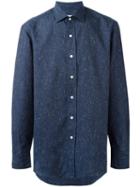 Salvatore Piccolo Printed Shirt, Men's, Size: 39, Blue, Cotton