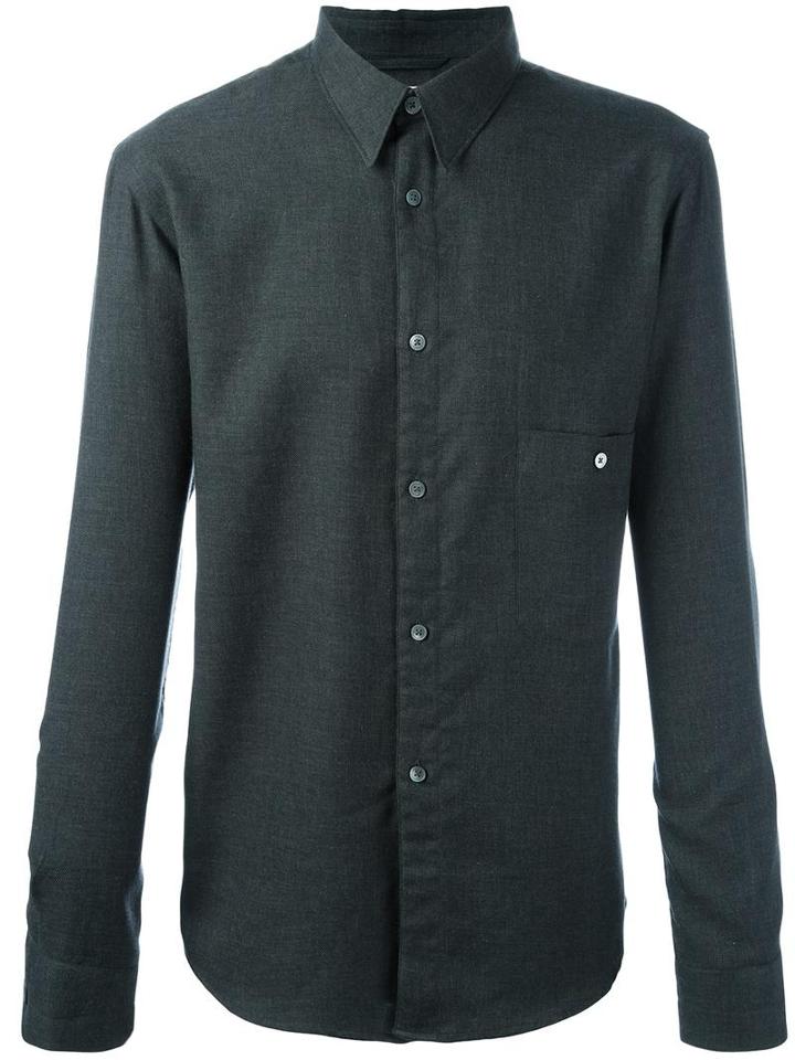 Lemaire Classic Button Down Shirt, Men's, Size: 52, Grey, Cotton/cashmere