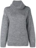 Saint Laurent Distressed Roll Neck Jumper, Women's, Size: Xs, Grey, Mohair/polyamide/wool