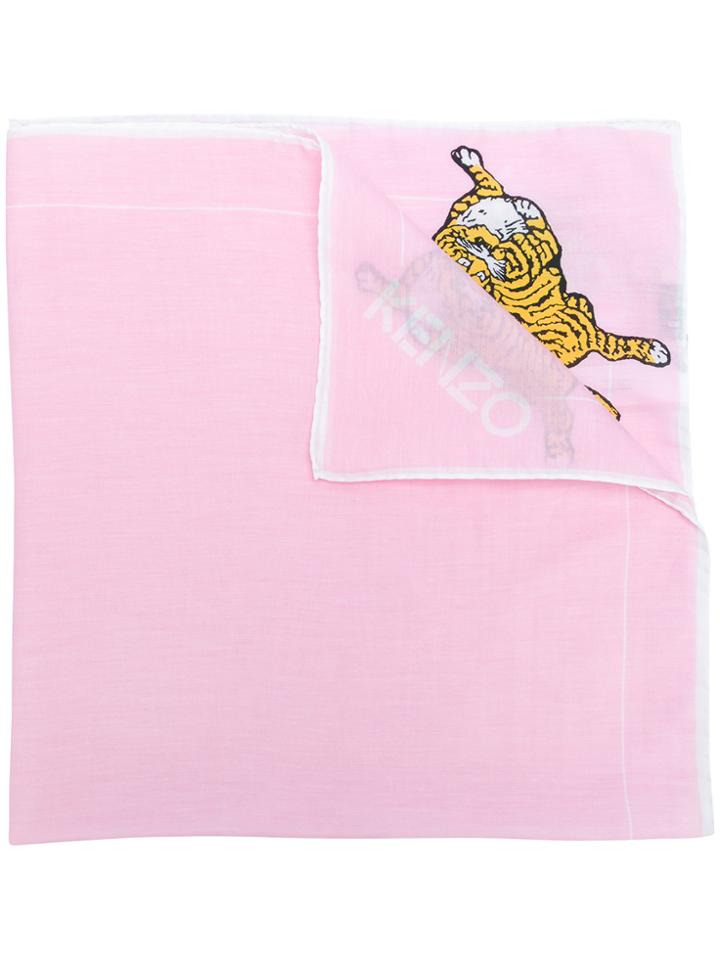Kenzo Tiger Logo Scarf - Pink & Purple