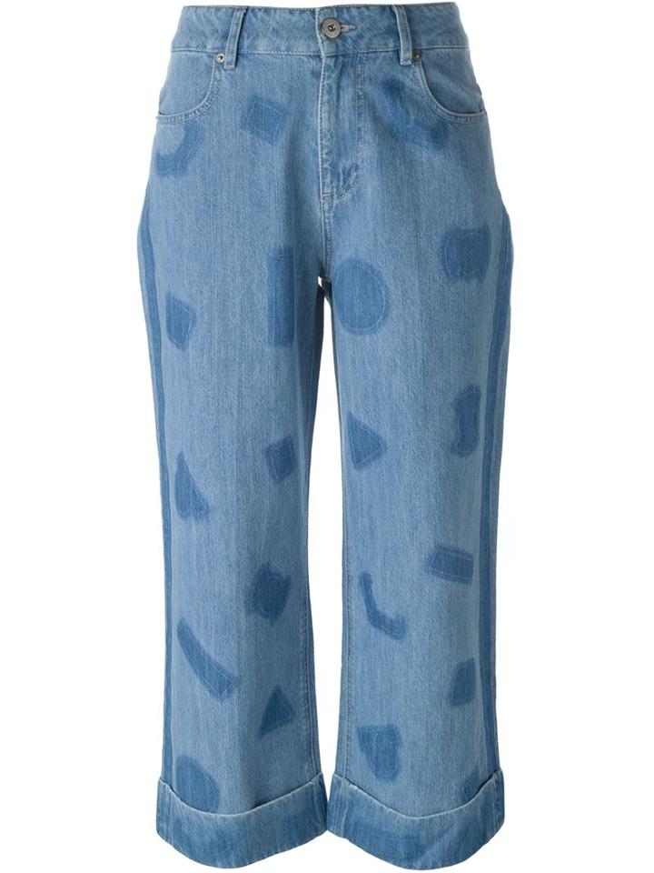Each X Other Shape Print Wide Leg Jeans, Women's, Size: 27, Blue, Cotton