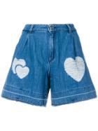 Love Moschino Heart Patch Denim Shorts - Blue