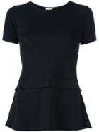 Armani Collezioni Round Neck Shortsleeved Blouse, Women's, Size: 40, Black, Spandex/elastane/viscose/wool