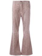 Philosophy Di Lorenzo Serafini Flared Cropped Trousers, Women's, Size: 42, Brown, Suede/cotton