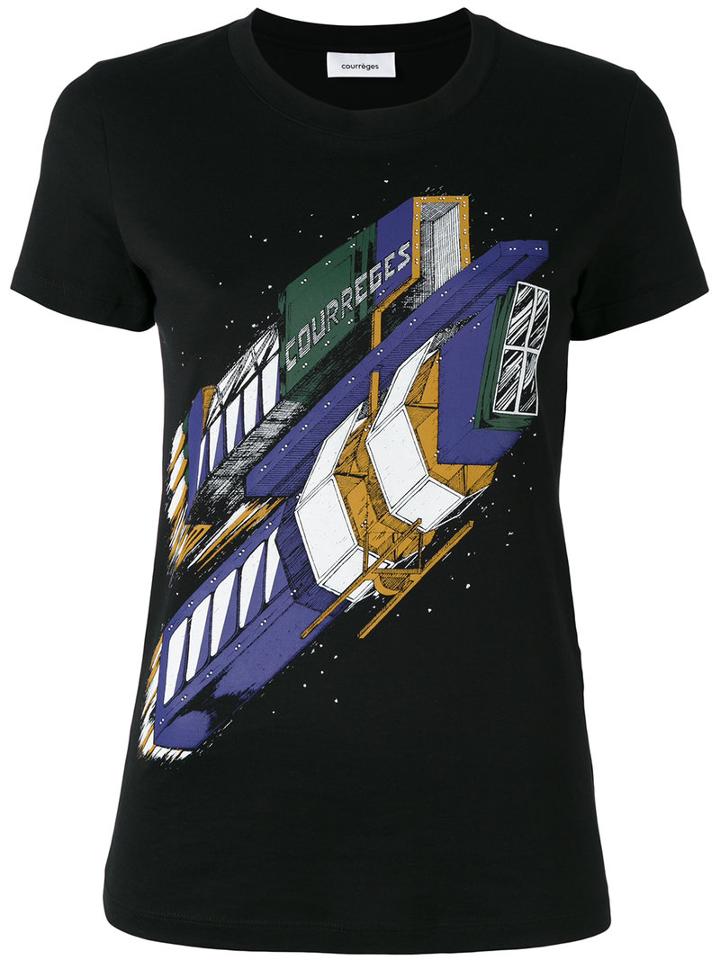 Courrèges - Printed T-shirt - Women - Cotton - 3, Black, Cotton