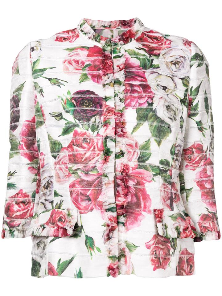 Dolce & Gabbana Floral Print Cropped Jacket - Pink & Purple